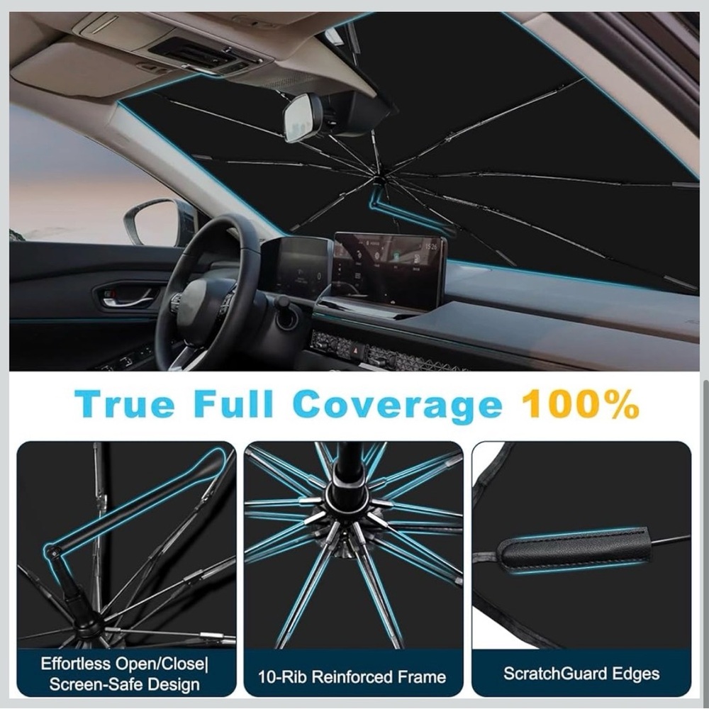 Jeep Grand Cherokee WL/L 2022-2025 Windshield Sun Shade Umbrella - Custom Fit - Picture 3 of 7